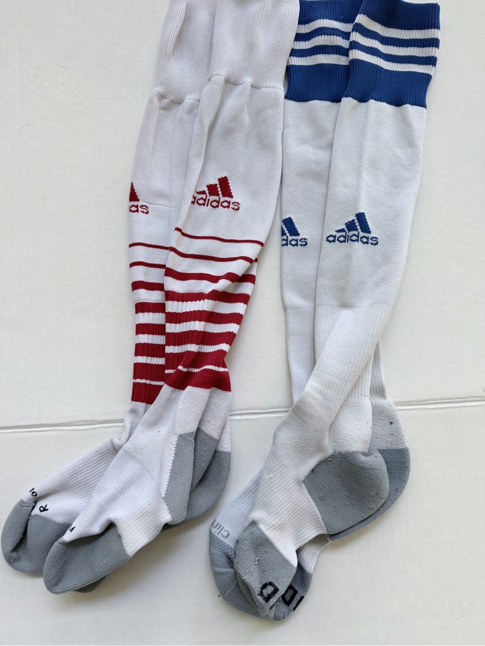 Adidas Soccer Socks - White with Red / Blue Accents YMD